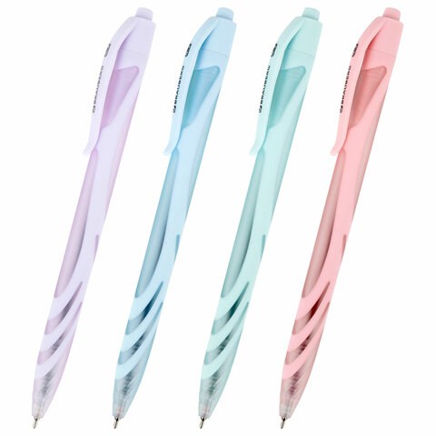 Ручка шариковая автоматическая BRAUBERG ULTRA COLOR PASTEL, soft-touch, СИНЯЯ, пишущий узел 0,7 мм, линия 0,35 мм, 144204 144204
