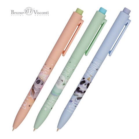 Ручка шариковая автоматическая BRUNO VISCONTI "FunClick", СИНЯЯ, "Милота", ассорти, линия письма 0,5 мм, 20-0297/01 181993