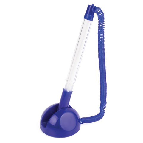 Ручка шариковая настольная BRAUBERG "Стенд-Пен", СИНЯЯ, пружинка, корпус синий, линия 0,5 мм, 140195 140195