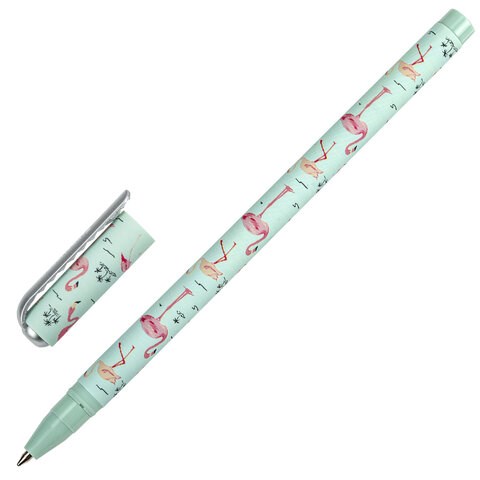 Ручка шариковая BRAUBERG SOFT TOUCH STICK "FLAMINGO", СИНЯЯ, мягкое покрытие, узел 0,7 мм, 143705 143705