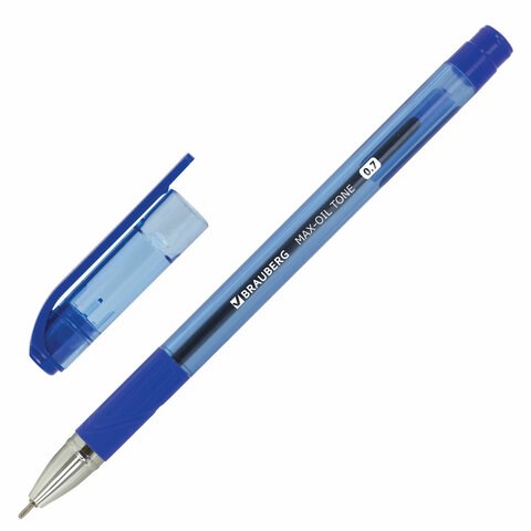 Ручка шариковая масляная с грипом BRAUBERG "Max-Oil Tone", СИНЯЯ, узел 0,7 мм, линия письма 0,35 мм, 142693 142693
