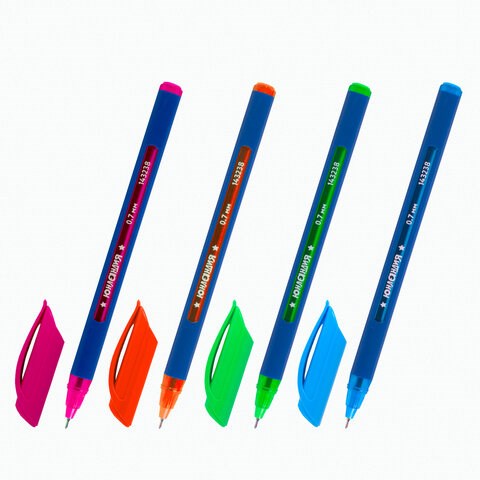 Ручка шариковая масляная ЮНЛАНДИЯ "Трехгранная серия", СИНЯЯ, корпус ассорти, 0,7 мм, линия письма 0,35 мм, 143238 143238