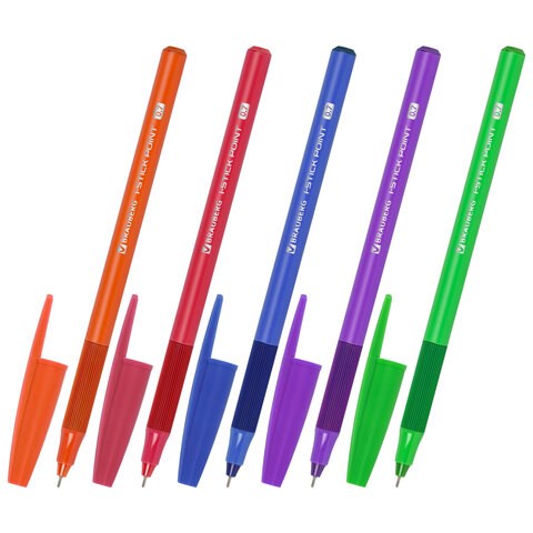 Ручка шариковая с грипом BRAUBERG "i-STICK POINT NEON", СИНЯЯ, корпус ассорти, игольчатый узел 0,7 мм, линия письма 0,35 мм, 144022 144022