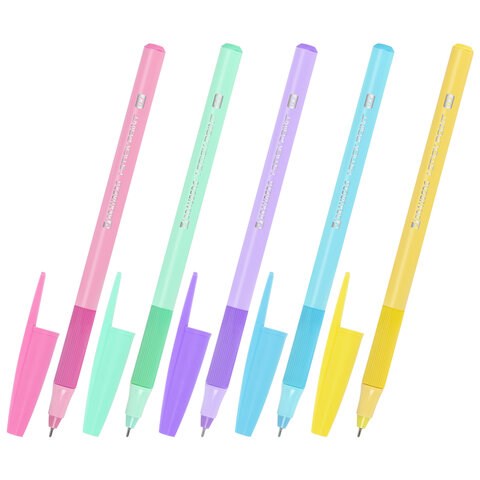 Ручка шариковая с грипом BRAUBERG "i-STICK POINT PASTEL", СИНЯЯ, корпус ассорти, игольчатый узел 0,7 мм, линия письма 0,35 мм, 144023 144023
