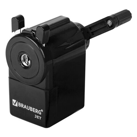 Точилка механическая BRAUBERG "JET", металлический механизм, корпус черный, 229566 229566