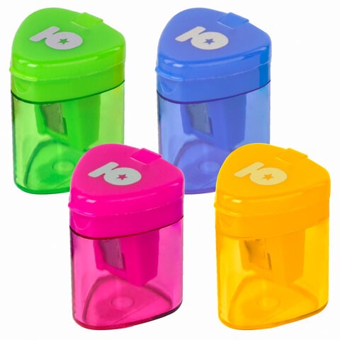 Точилка ЮНЛАНДИЯ "Трио", с контейнером, пластиковая, корпус ассорти, 228438 228438