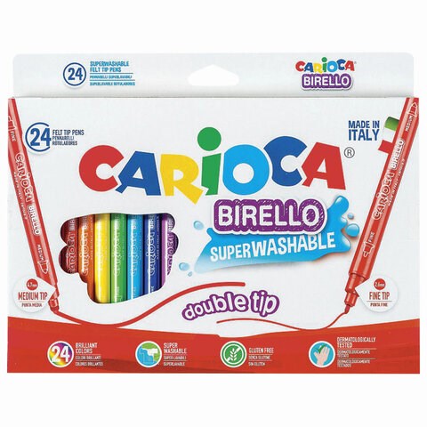 Фломастеры двухсторонние CARIOCA (Италия) "Birello", 24 цвета, суперсмываемые, 41521 151913