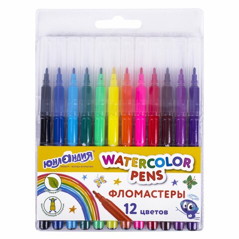 Фломастеры ЮНЛАНДИЯ 12 цветов "КЛАССНЫЕ!", вентилируемый колпачок, ПВХ, 152478 152478