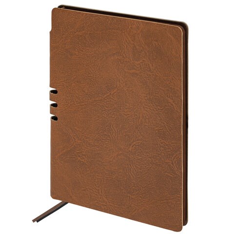 Блокнот А5 (140х200 мм), BRAUBERG "NEBRASKA", под кожу, 80 л., линия, коричневый, 113412 113412