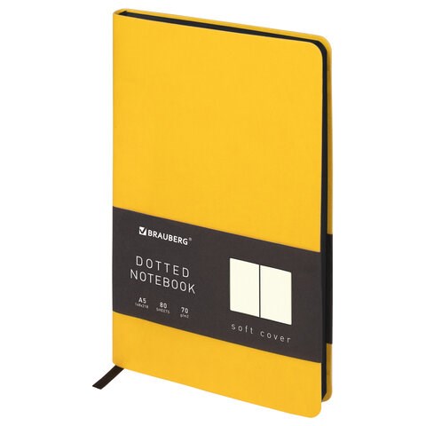 Блокнот А5 (148x218 мм), BRAUBERG "Metropolis Mix", под кожу, 80 л., в точку, желтый, 113316 113316