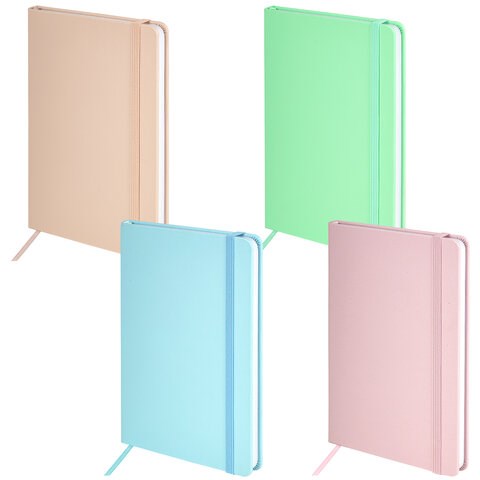 Блокнот А5 138x213мм BRAUBERG Basic, под кожу, 80л, клетка, ассорти, PASTEL, 116230 116230