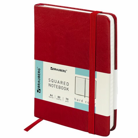 Блокнот МАЛЫЙ (100x150 мм) А6, BRAUBERG "Metropolis Special", под кожу, 80 л., клетка, красный, 111581 111581