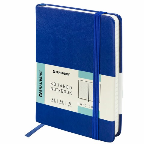Блокнот МАЛЫЙ (100x150 мм) А6, BRAUBERG "Metropolis Special", под кожу, 80 л., клетка, синий, 111580 111580