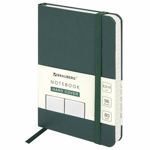 Блокнот МАЛЫЙ ФОРМАТ (93х140 мм) А6, BRAUBERG ULTRA, балакрон, 80 г/м2, 96 л., клетка, темно-зеленый, 113055 113055