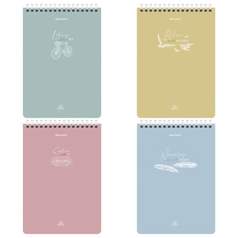 Блокнот А5 (146х206 мм), 60 л., гребень, картон, клетка, BRAUBERG, "Pastel", 114362 114362