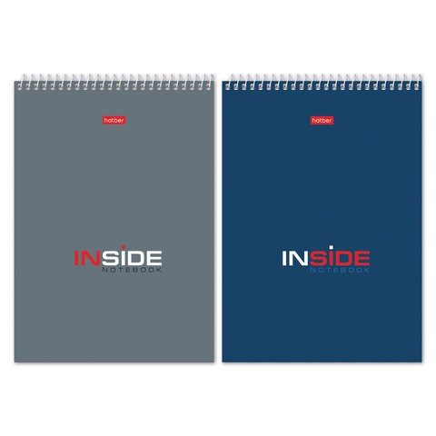 Блокнот А5 145х205 мм, 80 л., гребень, картон, жесткая подложка, клетка, HATBER, "INSIDE" ("Офисный"), 004881, 80Б5В1гр 123538