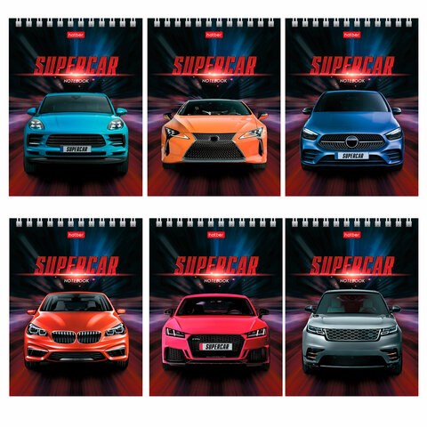 Блокнот МАЛЫЙ ФОРМАТ А6 110х145 мм, 40 л., гребень, лакированная обложка, клетка, HATBER, "Машины", 004666, 40Б6B1гр 121474