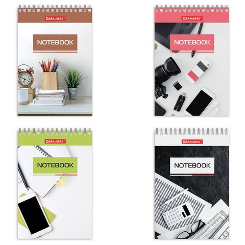 Блокнот МАЛЫЙ ФОРМАТ А6 97х145 мм, 40 л., гребень, картон, клетка, BRAUBERG, "Идеальный офис", 129823 129823