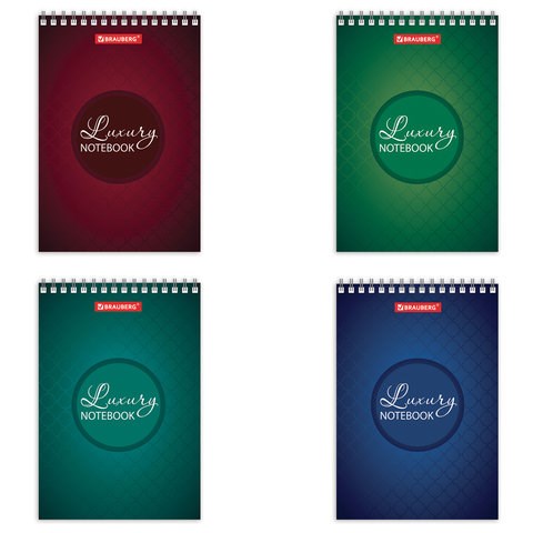 Блокнот МАЛЫЙ ФОРМАТ А6 97х145 мм, 60 л., гребень, картон, клетка, BRAUBERG, "Luxury", 129829 129829