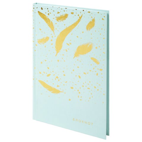 Блокнот А5 134х206 мм, 80 л., твердый, клетка, тиснение фольгой, STAFF, "Пёрышки", 111610 111610