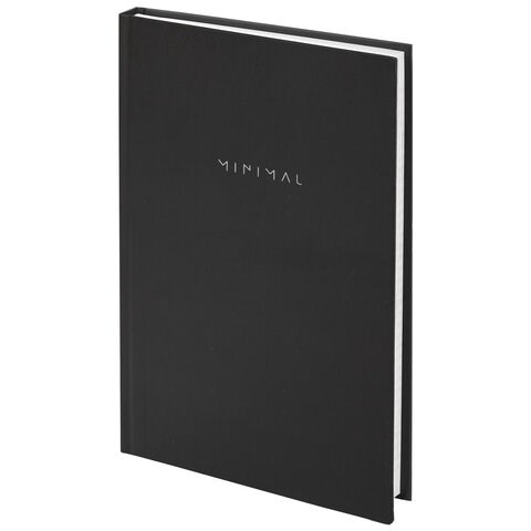 Блокнот А5 134х206 мм, 80 л., твёрдый, клетка, BRAUBERG "Minimal", черный, 116436 116436