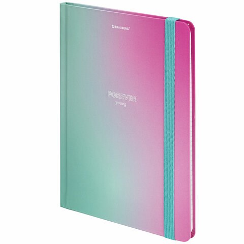 Блокнот с резинкой в клетку 96 л., А5 (145х203 мм), твердая обложка с фольгой, BRAUBERG, "Градиент", 113732 113732