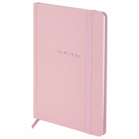 Блокнот с резинкой в клетку 96 л., А5 145х203 мм, твердая обложка, BRAUBERG, "Minimal розовый", 116319 116319
