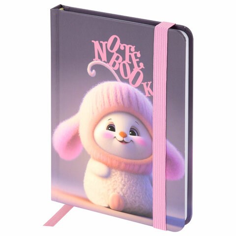 Блокнот с резинкой в клетку 96 л., МАЛЫЙ ФОРМАТ А6, 109х148 мм, твердая обложка, ЮНЛАНДИЯ, "Пушистик", 116338 116338