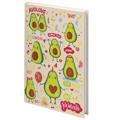 Блокнот А5 (134х206 мм), 80 л., твёрдый, клетка, BRAUBERG KIDS, "Авокадики", 114418 114418