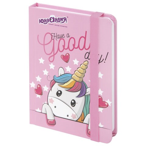 Блокнот с резинкой в клетку 96 л., МАЛЫЙ ФОРМАТ А6 (109х148 мм), твердая обложка, ЮНЛАНДИЯ, "Unicorn", 113742 113742