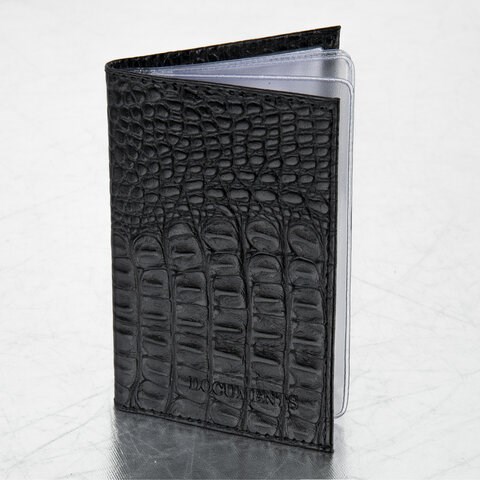 Обложка для автодокументов натуральная кожа кайман, без тиснения, черная, BRAUBERG, 238189 238189