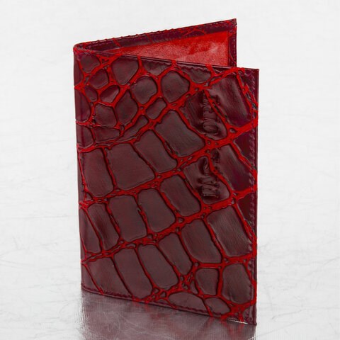 Обложка для паспорта натуральная кожа Croc, "PASSPORT", красная, BRAUBERG, 237180 237180