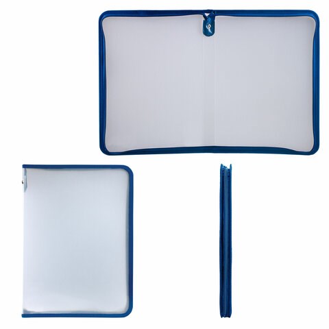 Папка для документов и тетрадей на молнии пластиковая BRAUBERG А4, 320х230 мм, прозрачная, 271713 271713