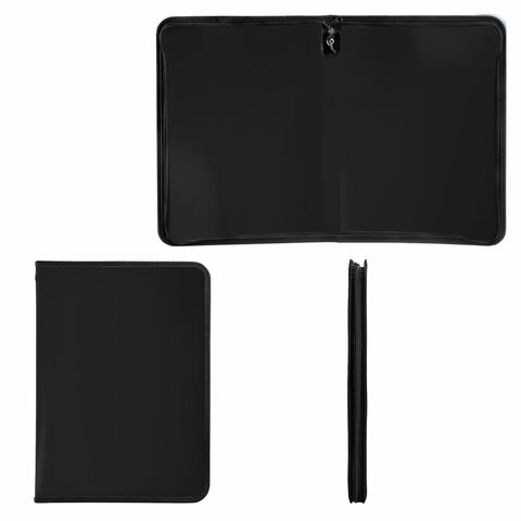 Папка для документов и тетрадей на молнии пластиковая BRAUBERG А4, 320х230 мм, черная, 271714 271714