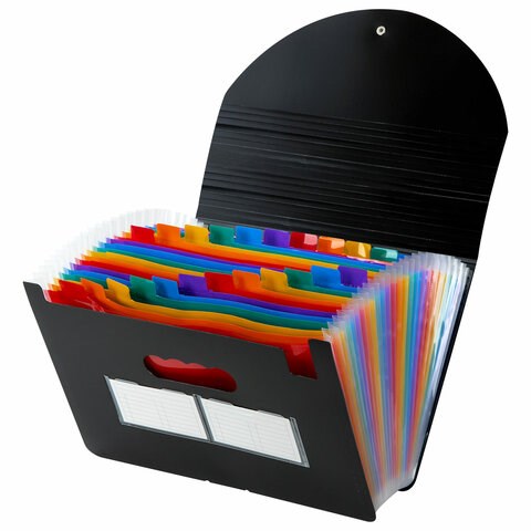 Папка-органайзер для бумаг и документов на резинке, 25 отделений, BRAUBERG DOCS, А4, черная, 271151 271151