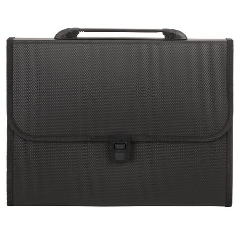 Папка-портфель пластиковая STAFF А4 (330х235х50 мм), 7 отделений, с окантовкой, индексные ярлыки, черный, 221206 221206