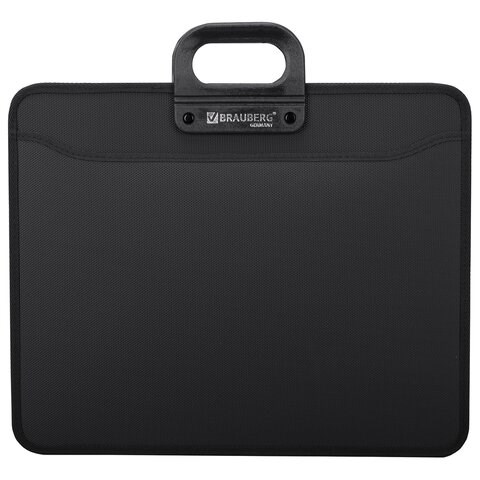 Папка-портфель пластиковая БОЛЬШОГО ФОРМАТА BRAUBERG "ПОРТФОЛИО" А3 (470х380х130 мм), 3 отделения, черная, 223081 223081