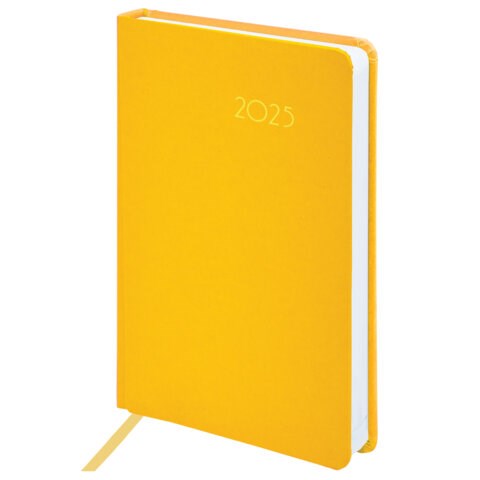 Ежедневник датированный 2025 А5 138x213 мм BRAUBERG "Select", балакрон, желтый, 115812 115812