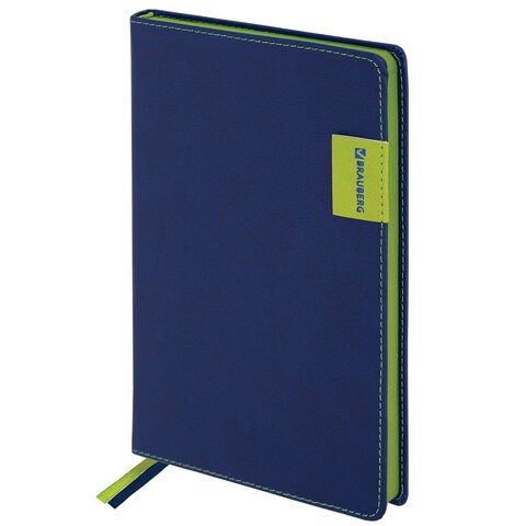 Ежедневник недатированный А5 (138х213 мм), BRAUBERG "AIM", под кожу, 136 л., темно-синий, 113423 113423