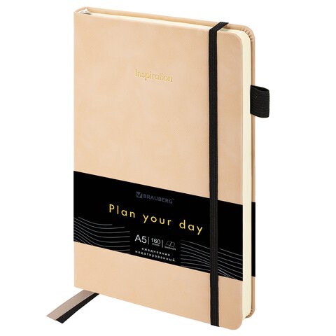 Ежедневник недатированный А5 138x213мм BRAUBERG Velvet, резинка, держатель, 160л, розовый, 116246 116246