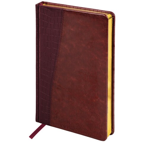 Ежедневник недатированный А5 138х213 мм BRAUBERG "Cayman" под кожу, 160 л., коричневый/коричневый, 125084 125084