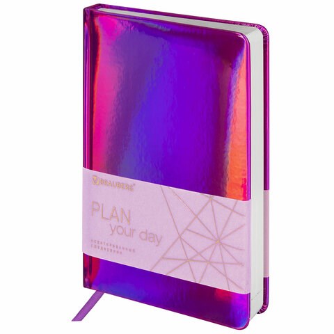 Ежедневник недатированный А5 138х213 мм BRAUBERG "Holiday" под кожу, 136 л., фиолетовый, 111671 111671