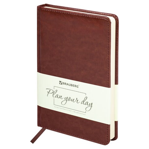Ежедневник недатированный А5 138х213 мм BRAUBERG "Imperial" под кожу, 160 л., коричневый, 123414 123414