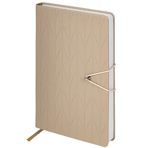 Ежедневник недатированный А5 138х213 мм, BRAUBERG "Braided", под кожу, гвоздик 160 л., бежевый, 116598 116598