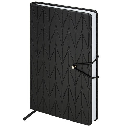 Ежедневник недатированный А5 138х213 мм, BRAUBERG "Braided", под кожу, гвоздик 160 л., черный, 116595 116595
