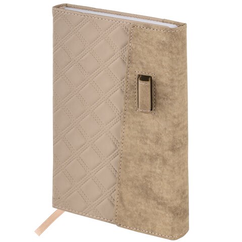 Ежедневник недатированный А5 145х215 мм, BRAUBERG "Stitch", под кожу, магнит, 160 л., коричневый, 116590 116590