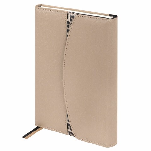 Ежедневник недатированный А5 155х213 мм BRAUBERG "Wild", под кожу, магнит, 160 л., LEO бежевый, 116232 116232