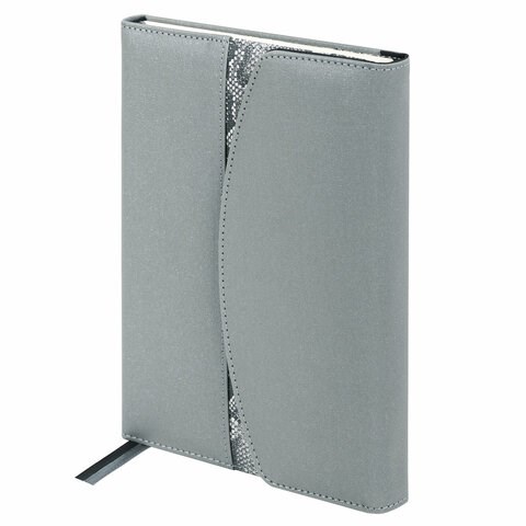 Ежедневник недатированный А5 155х213 мм BRAUBERG "Wild", под кожу, магнит, 160 л., SNAKE, серый, 116234 116234