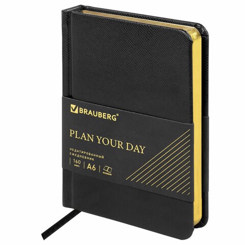 Ежедневник недатированный МАЛЫЙ ФОРМАТ А6, 100х150 мм, BRAUBERG "Iguana", кожзам, 160 л., черный, 125104 125104