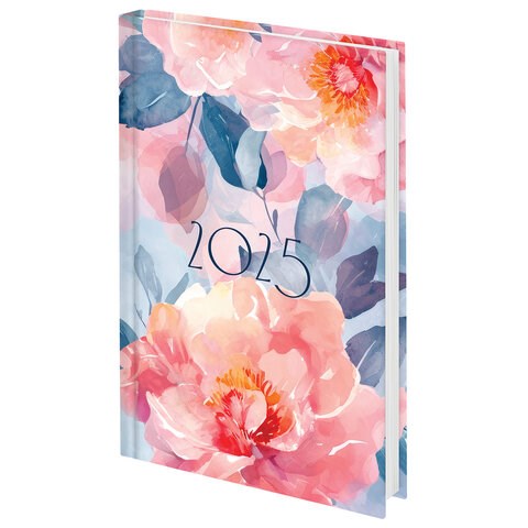 Ежедневник датированный 2025 145х215 мм, А5, STAFF, ламинированная обложка, "Flowers", 116032 116032